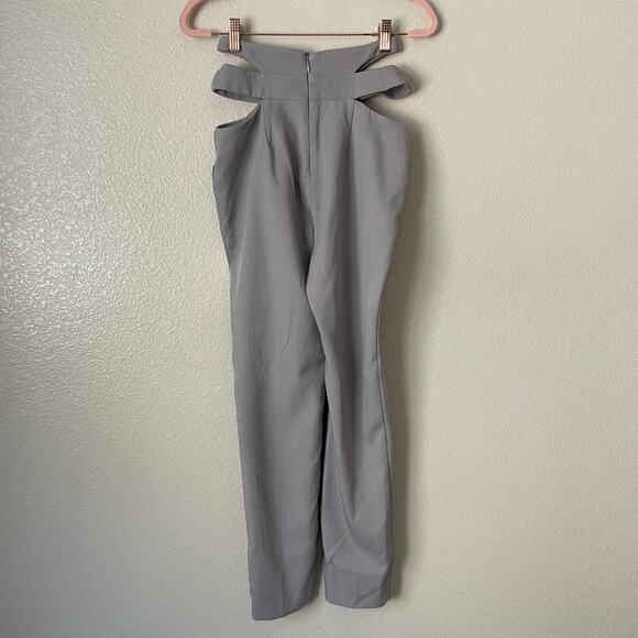 Camila‎ Coelho Pants Womens XS Gray Cecile Cut Out Cropped High Rise Straight - Picture 8 of 10